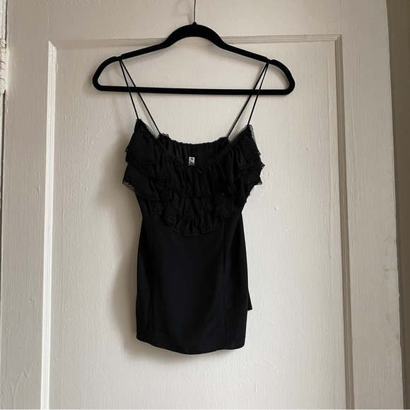 Kate and Kass Black Silk Tank with Ruffles size S - Picture 2 of 3